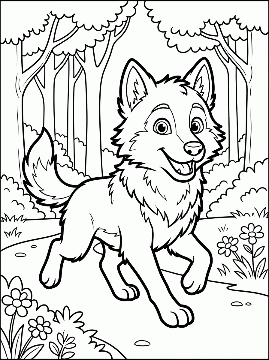 Lobo Correndo para colorir