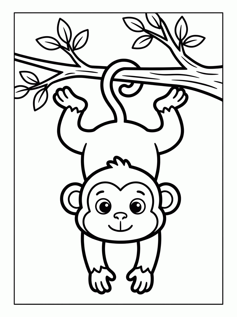 Macaco na Árvore para colorir