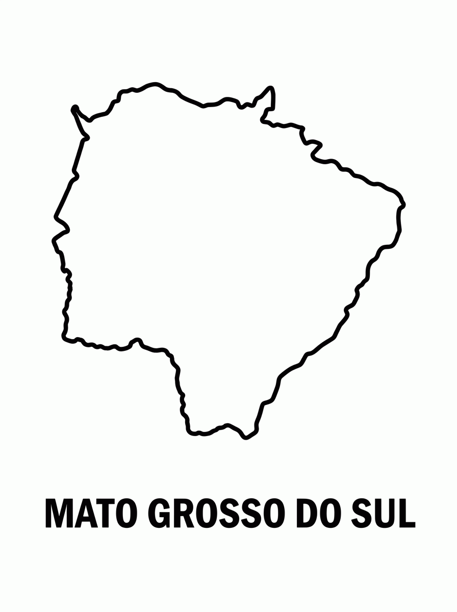 Mapa de Mato Grosso do Sul para colorir