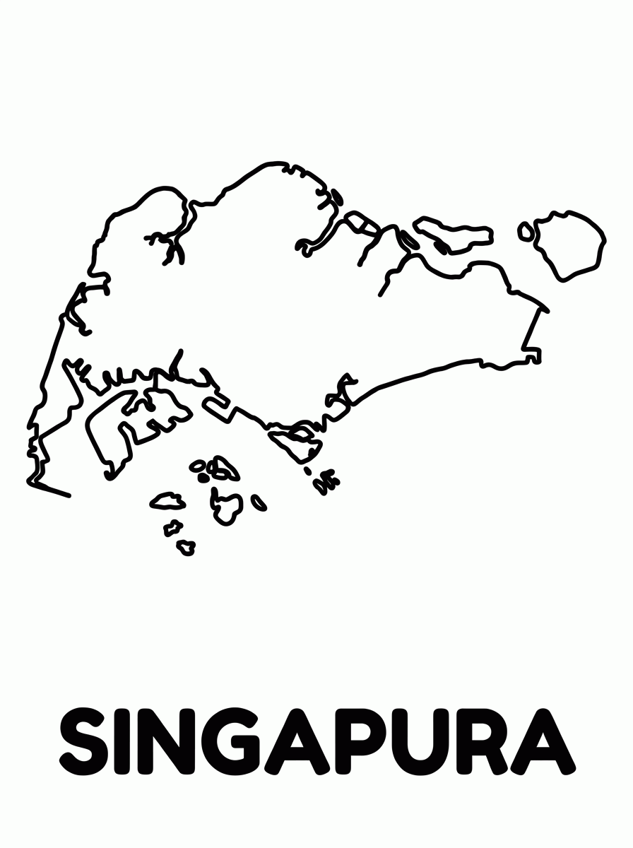 Mapa de Singapura para colorir