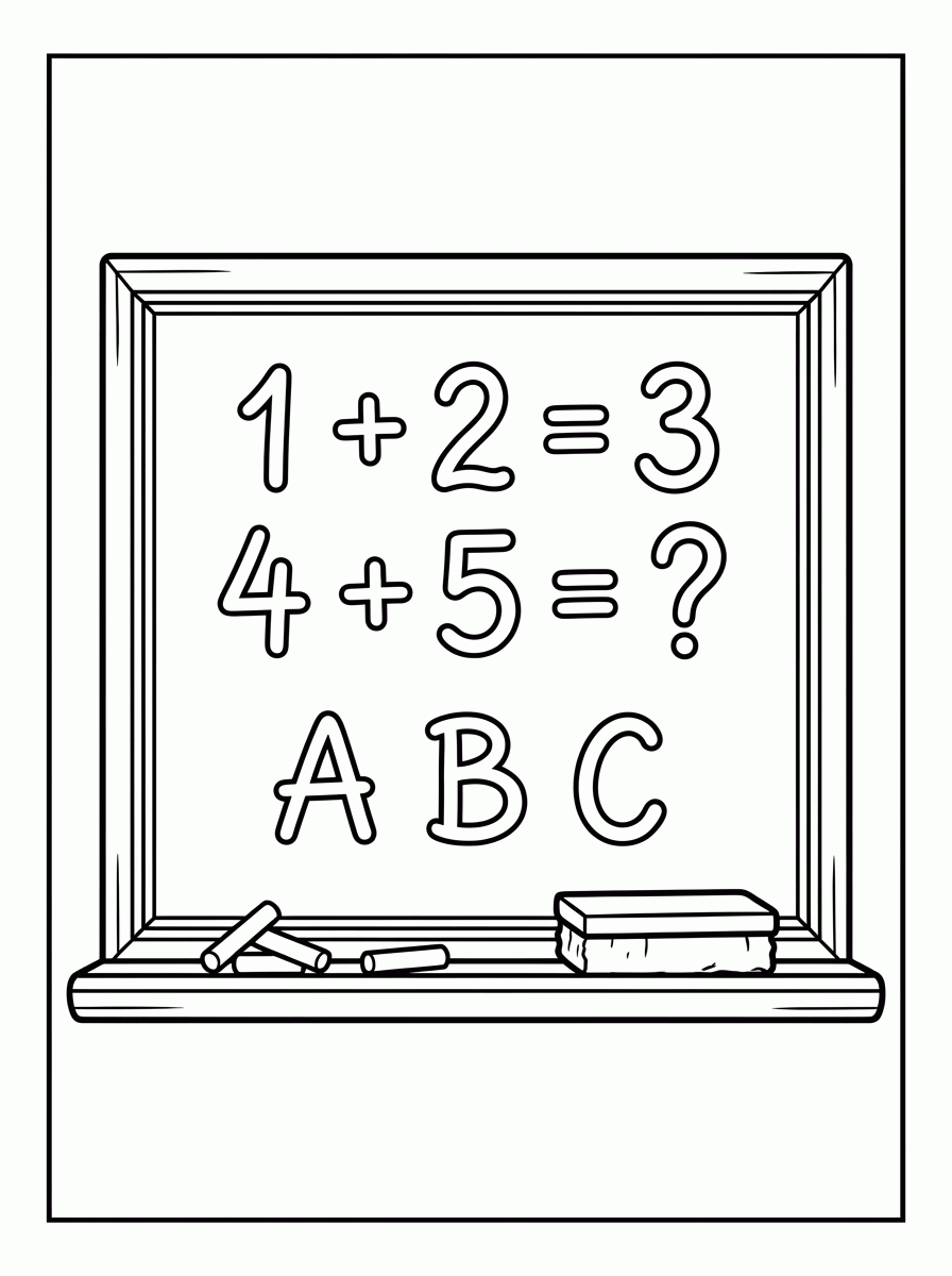 Lousa de Matemática para colorir