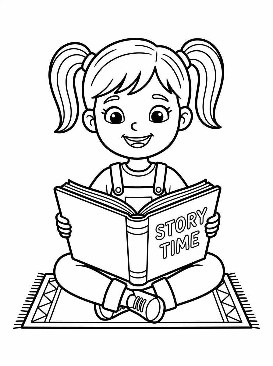 Menina Lendo para colorir