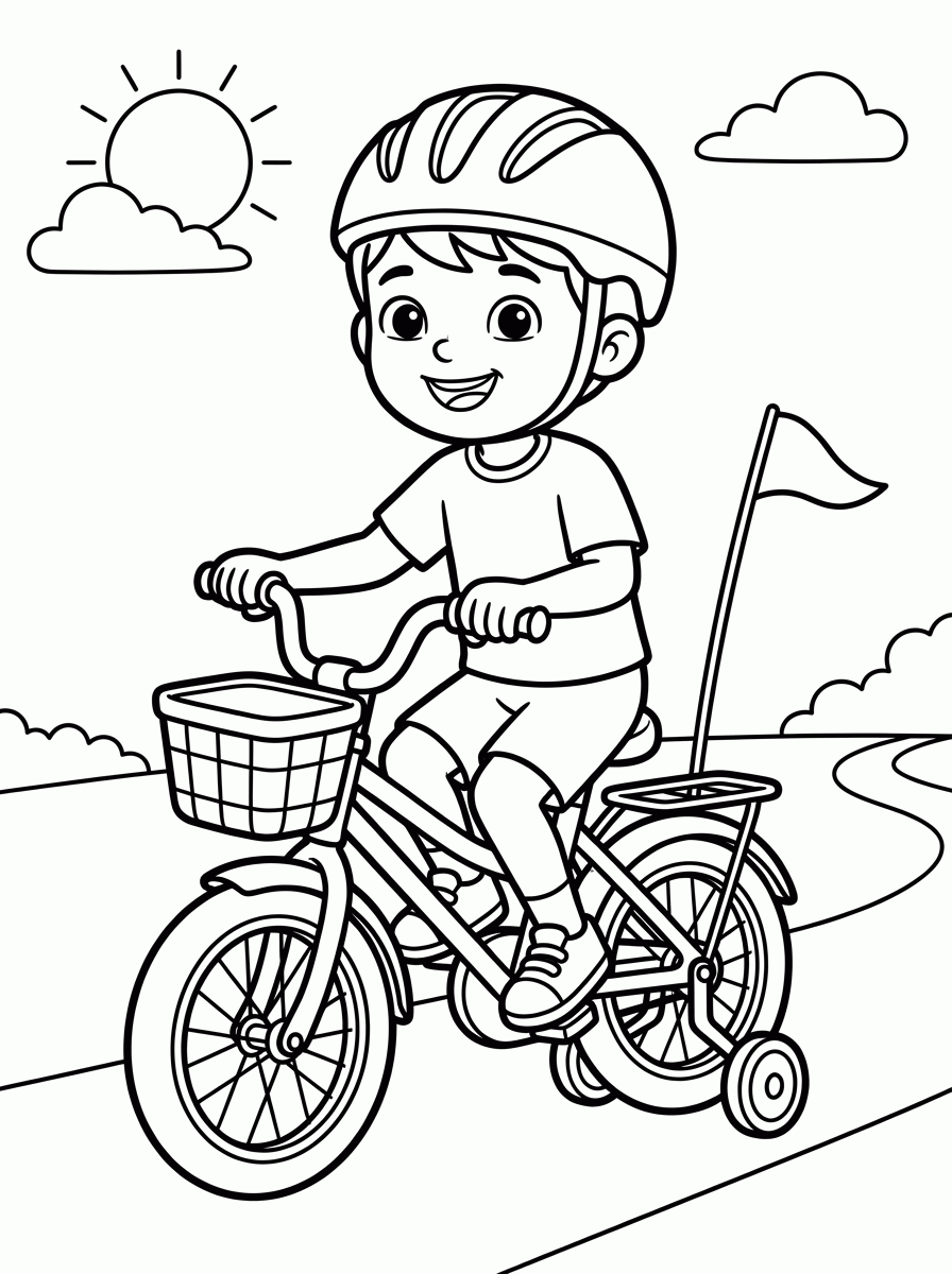 Menino de Bicicleta para colorir