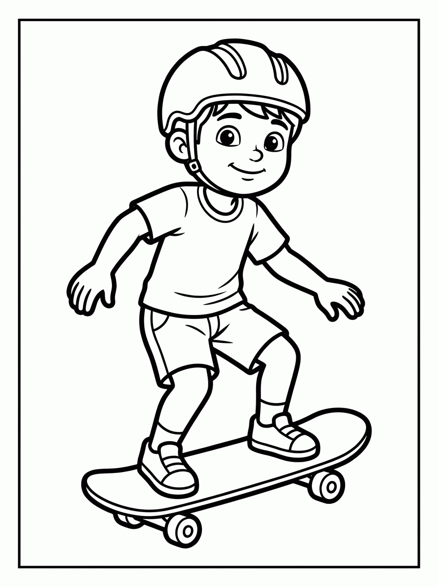 Menino de Skate para colorir