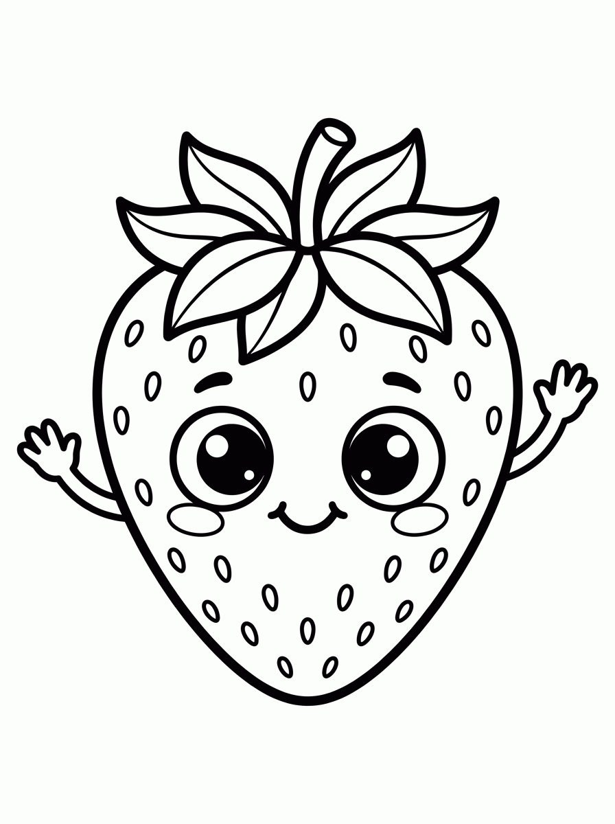 Morango Sorridente para colorir