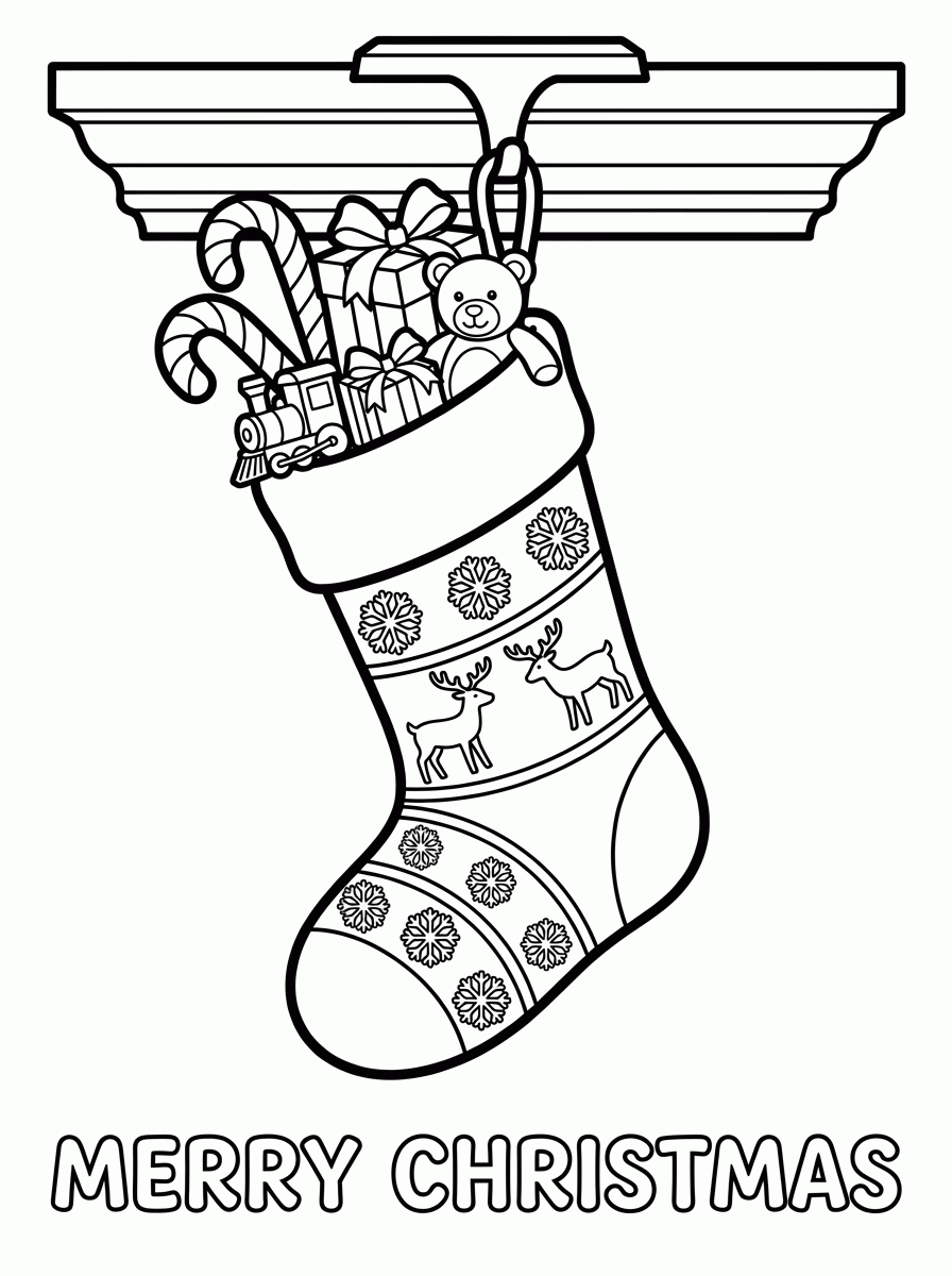 Meia de Natal para colorir