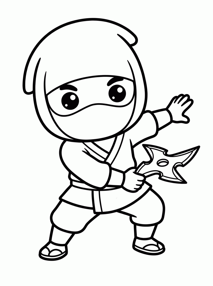 Ninja com Shuriken para colorir