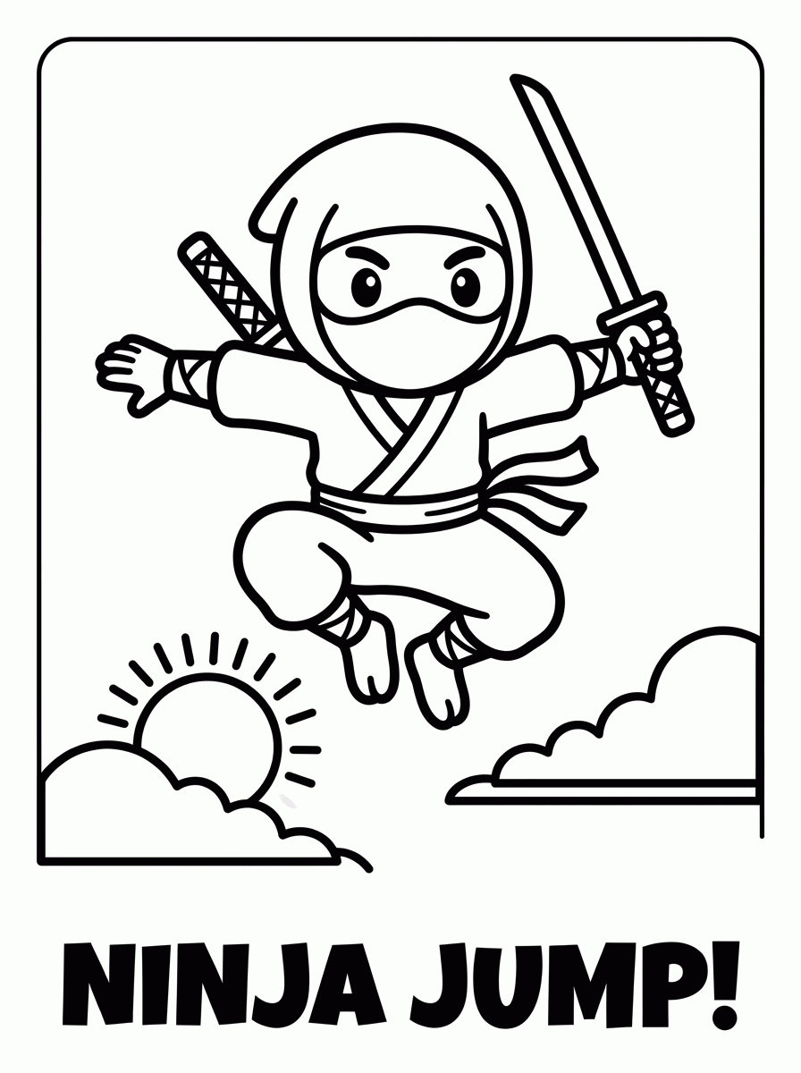 Ninja Saltando para colorir