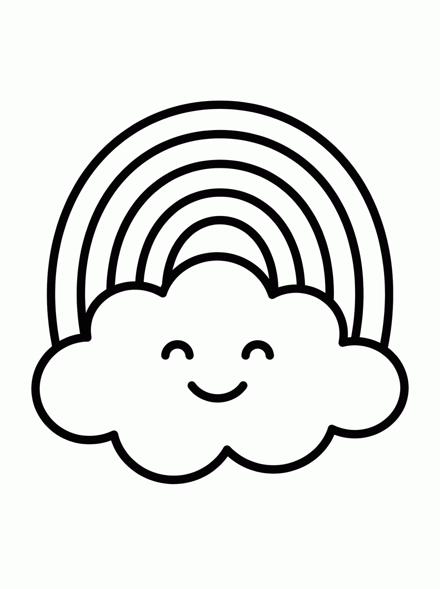 Nuvem com Arco-íris para colorir