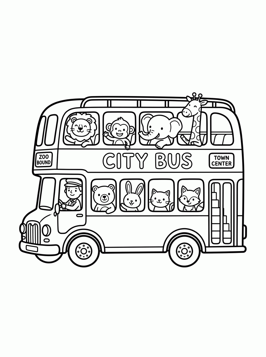 Ônibus de Dois Andares para colorir