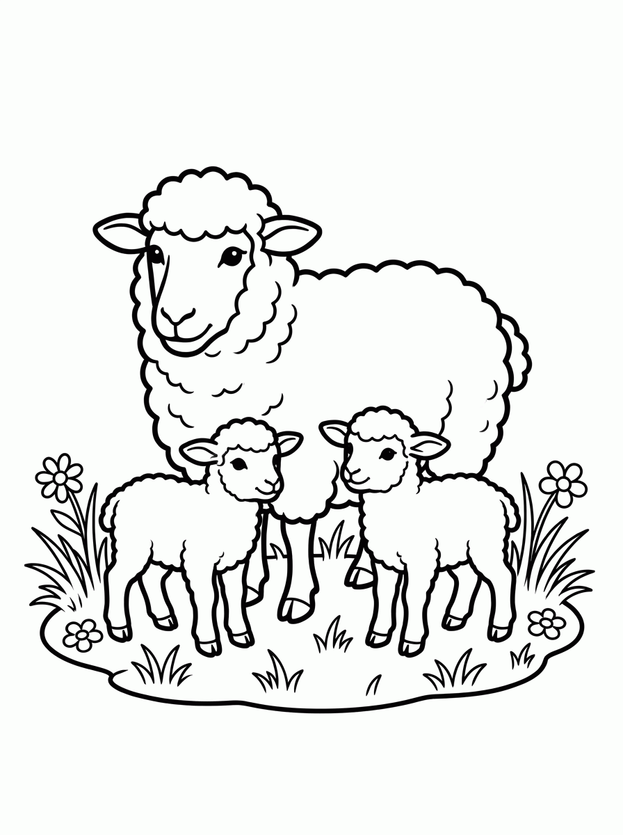 Família de Ovelhas para colorir