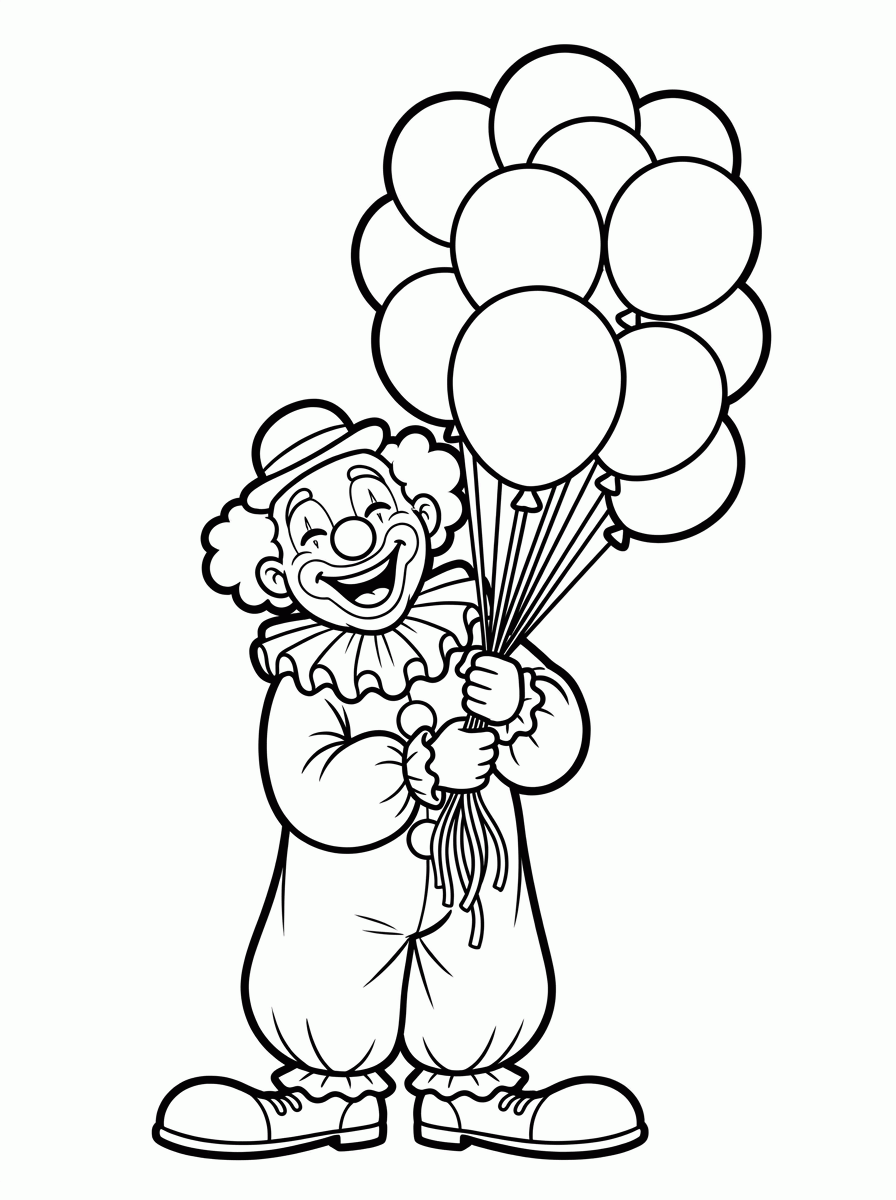 Palhaço com Balões para colorir