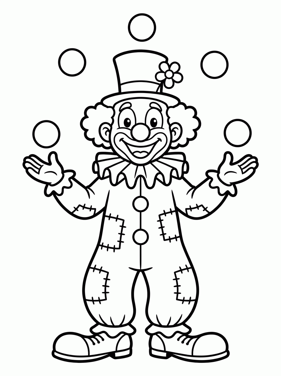 Palhaço Malabarista para colorir