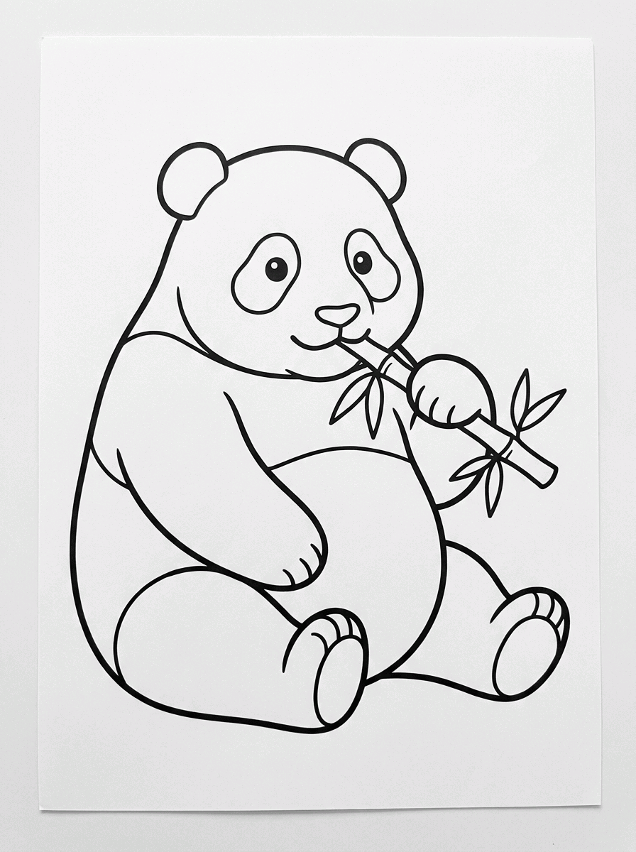 Panda com Bambu para colorir