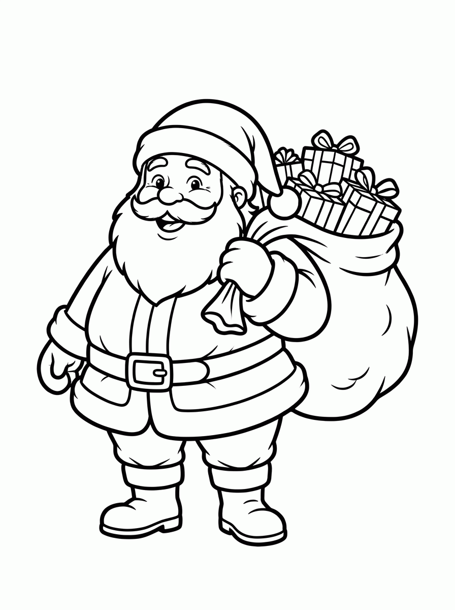 Papai Noel com Presentes para colorir