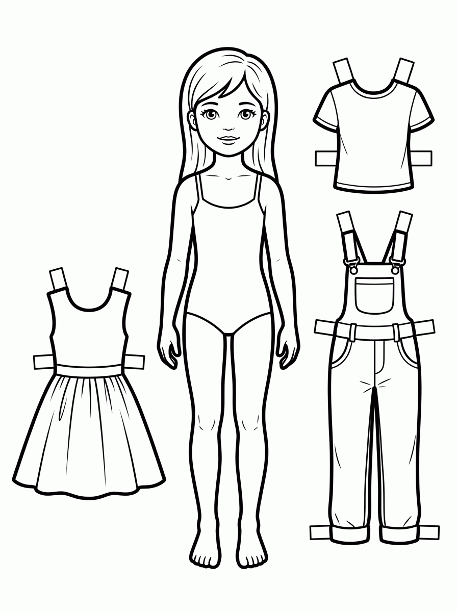 Boneca de Papel para colorir
