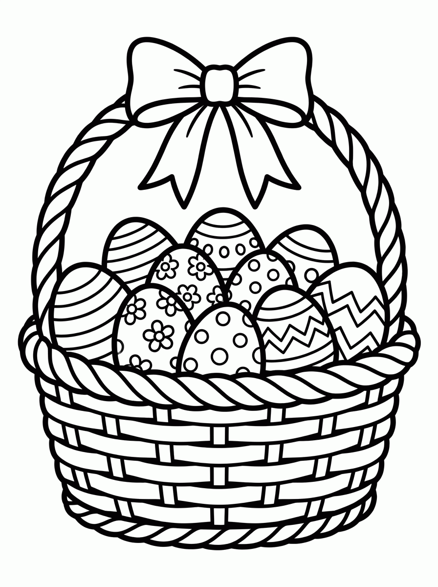 Cesta de Páscoa para colorir