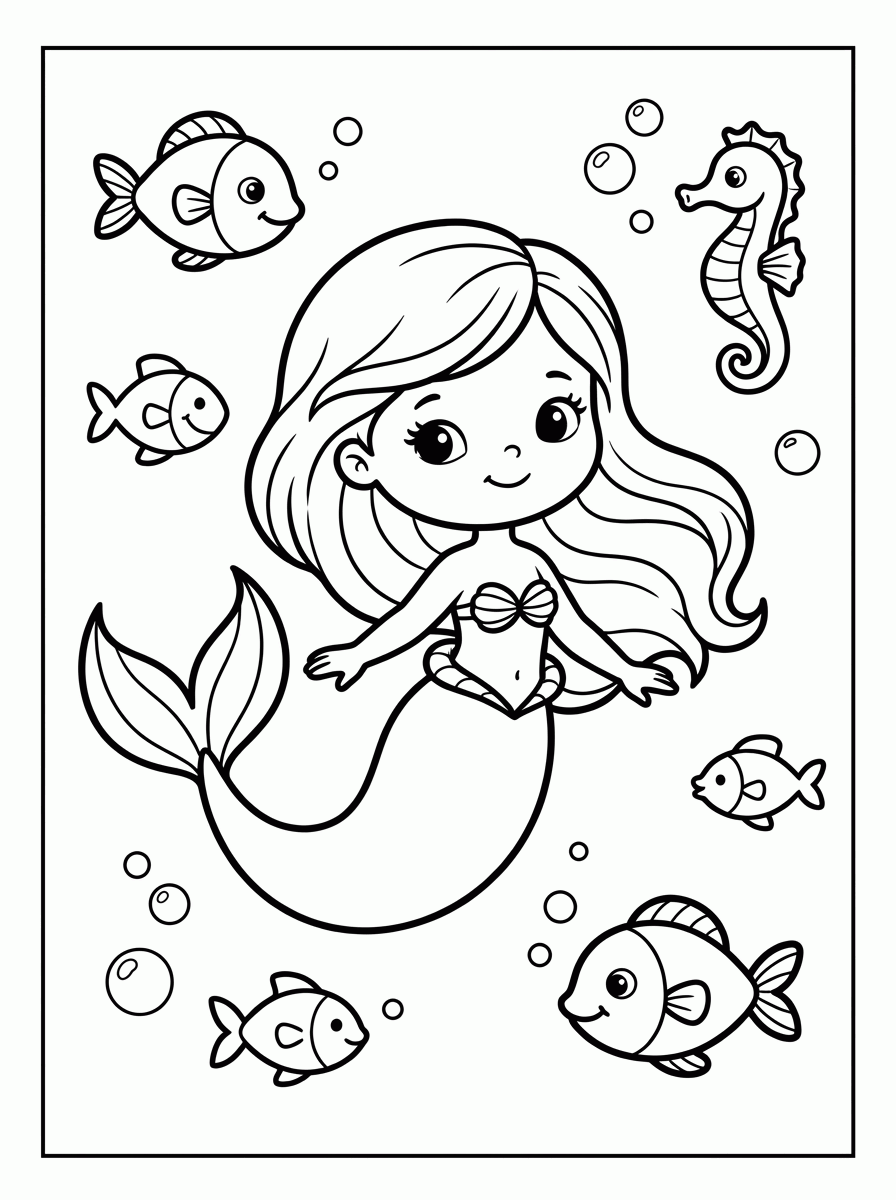Sereia no Mar para colorir