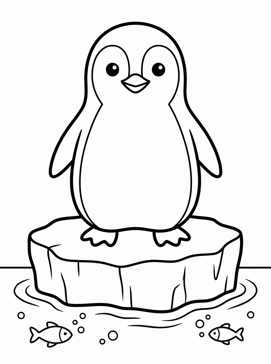 Pinguim no Gelo para colorir