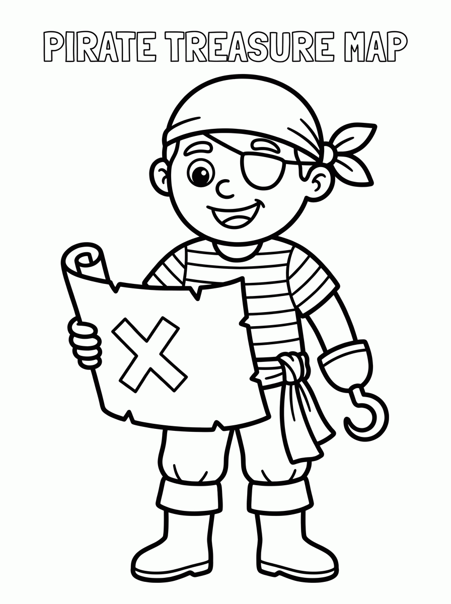 Pirata com Mapa para colorir