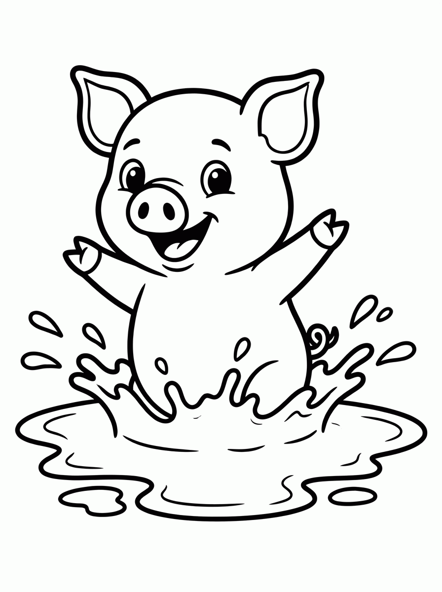 Porco na Lama para colorir