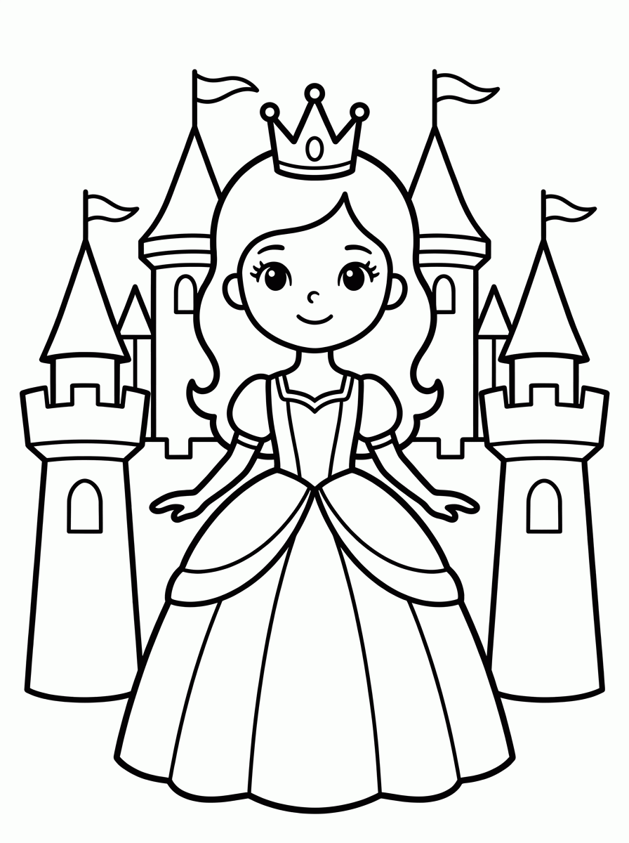 Princesa no Castelo para colorir
