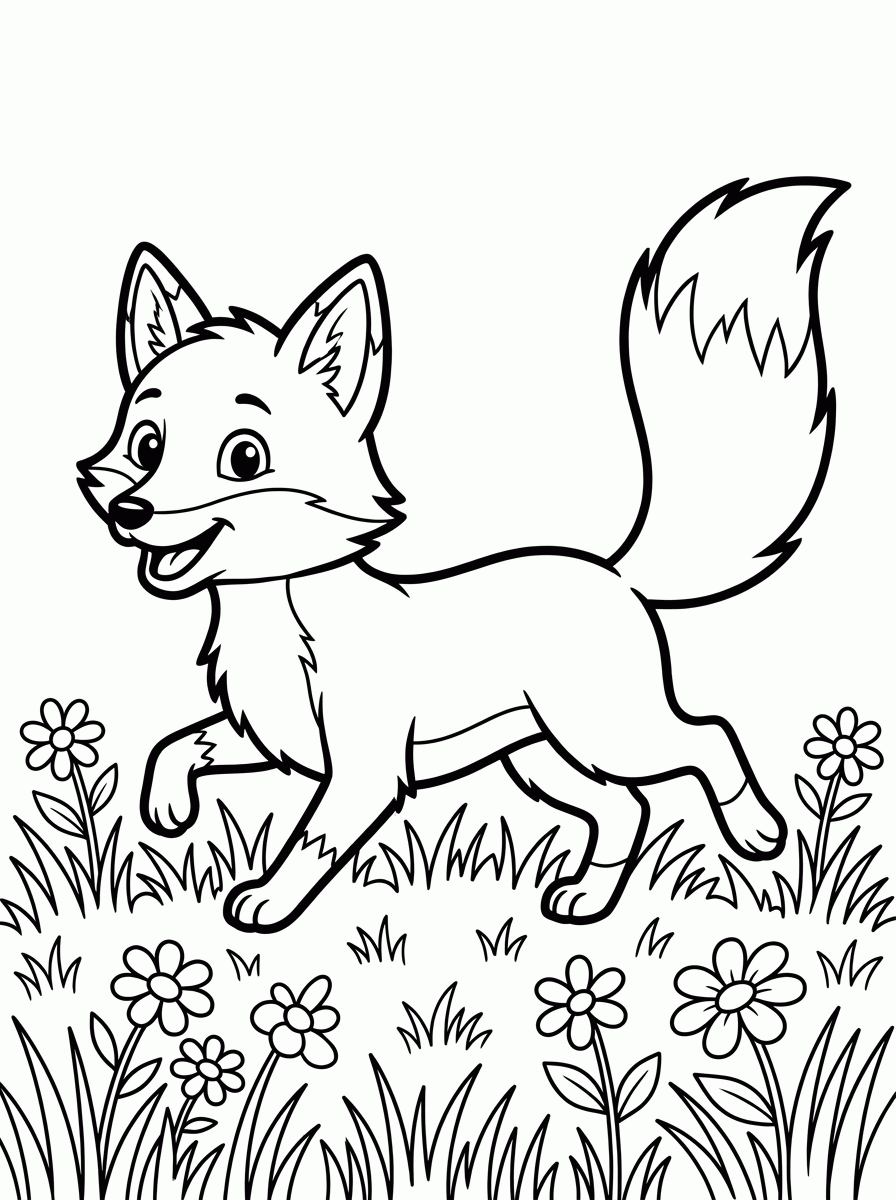 Raposa Correndo para colorir