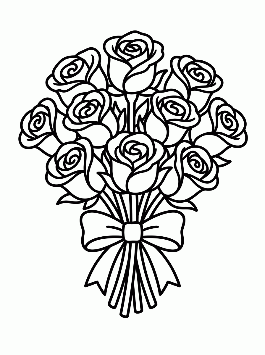 Buquê de Rosas para colorir