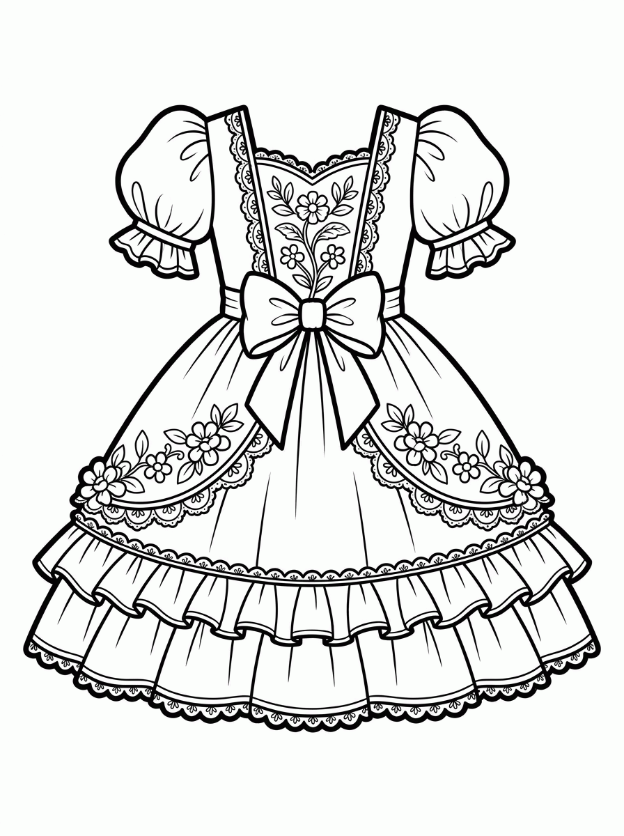 Vestido Bonito para colorir
