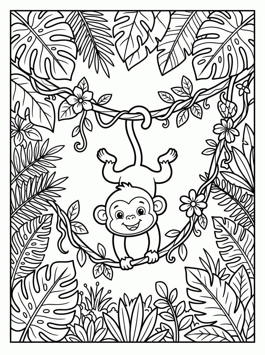 Macaco na Selva para colorir