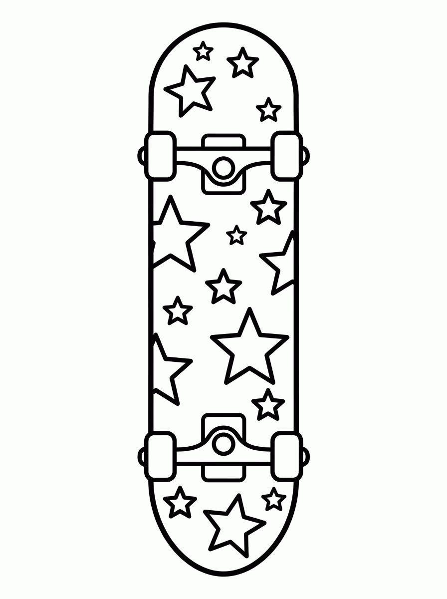 Skate com Estrelas para colorir