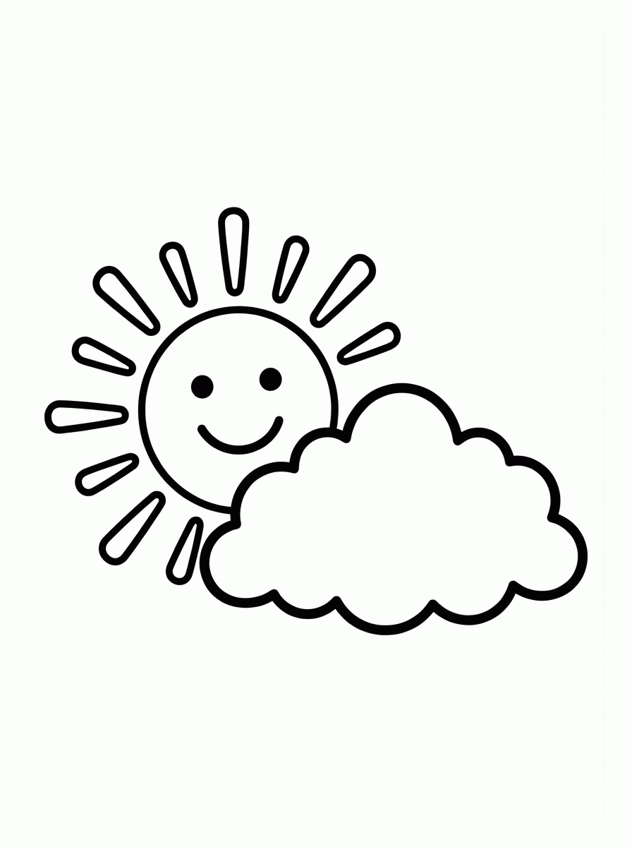 Sol com Nuvem para colorir