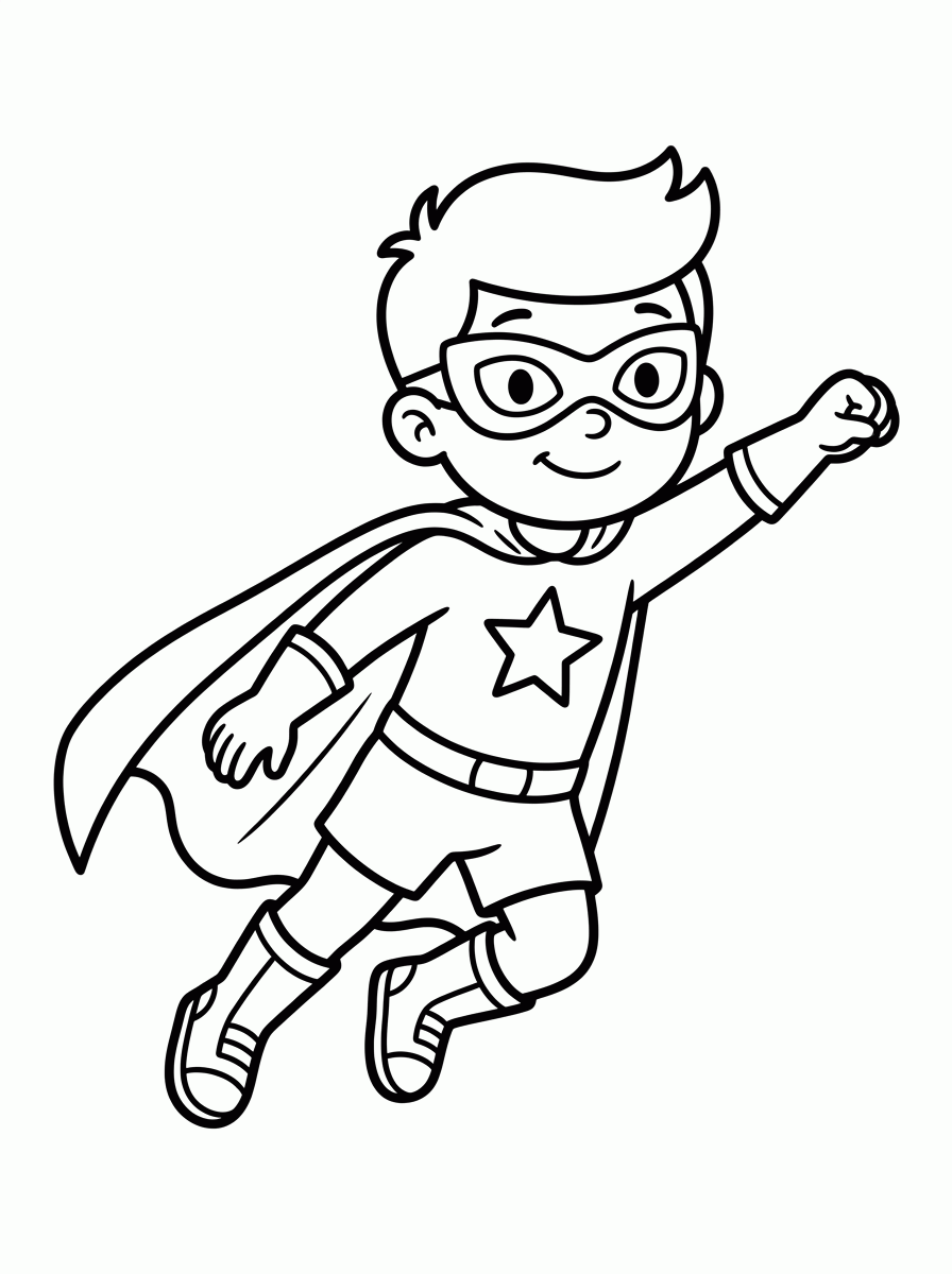 Super-Herói Voando para colorir