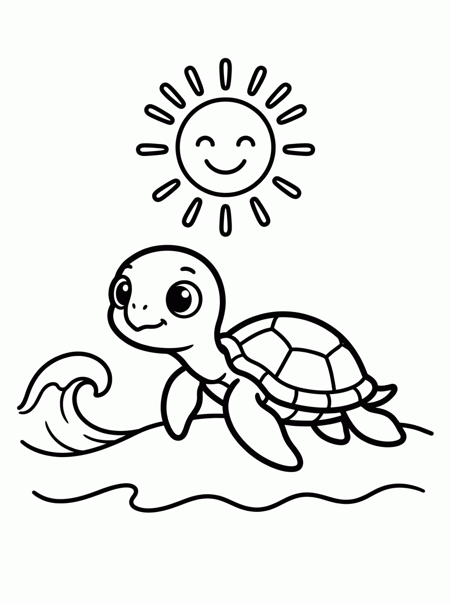 Tartaruguinha na Praia para colorir