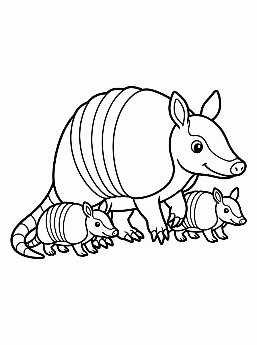 Família de Tatus para colorir