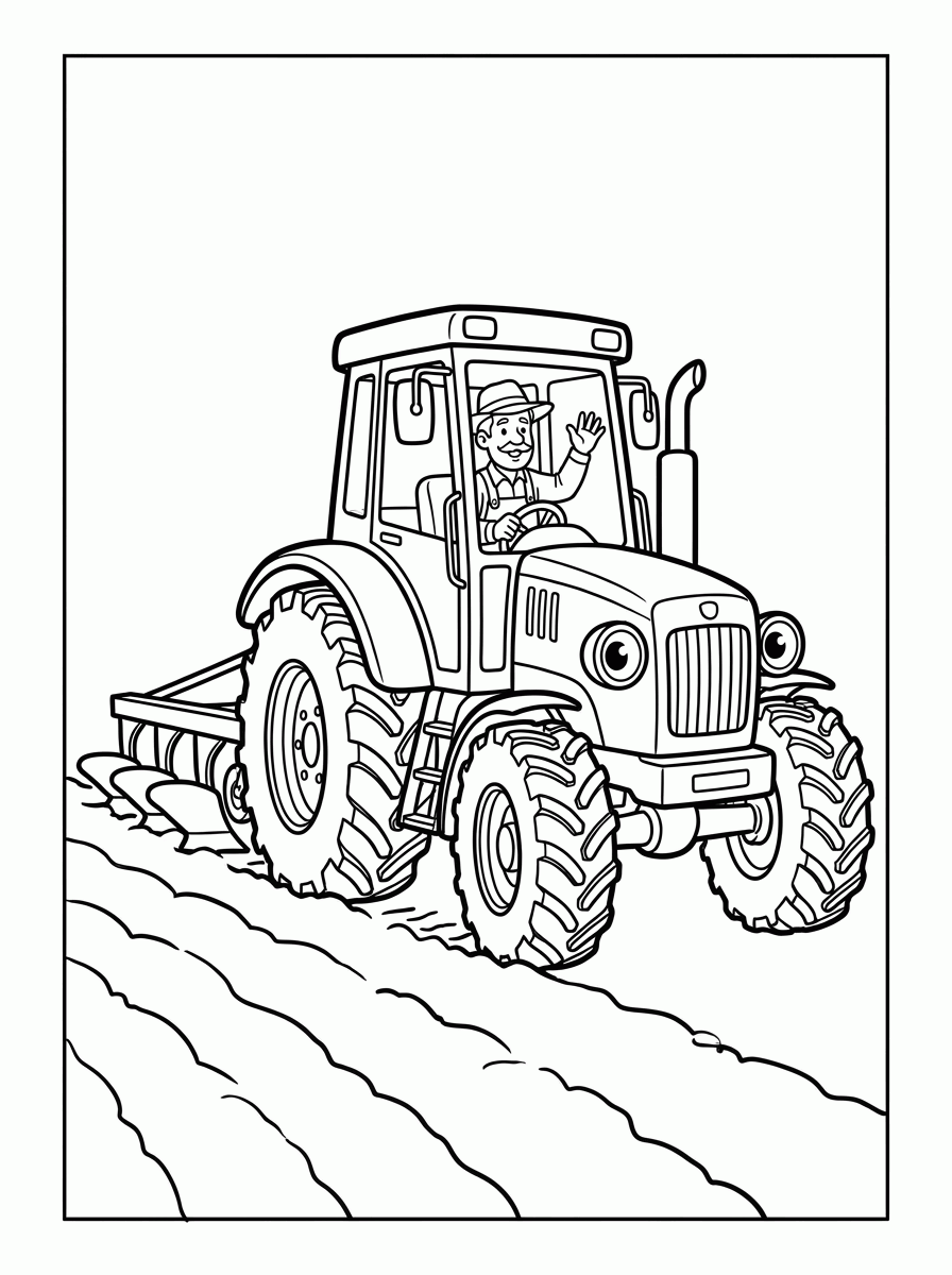 Trator Arando para colorir