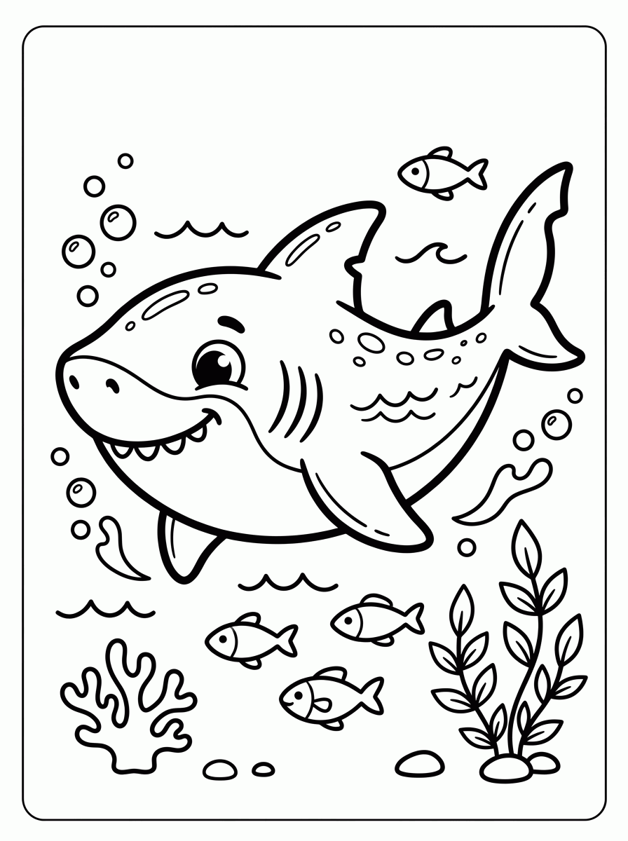 Tubarão Amigável para colorir