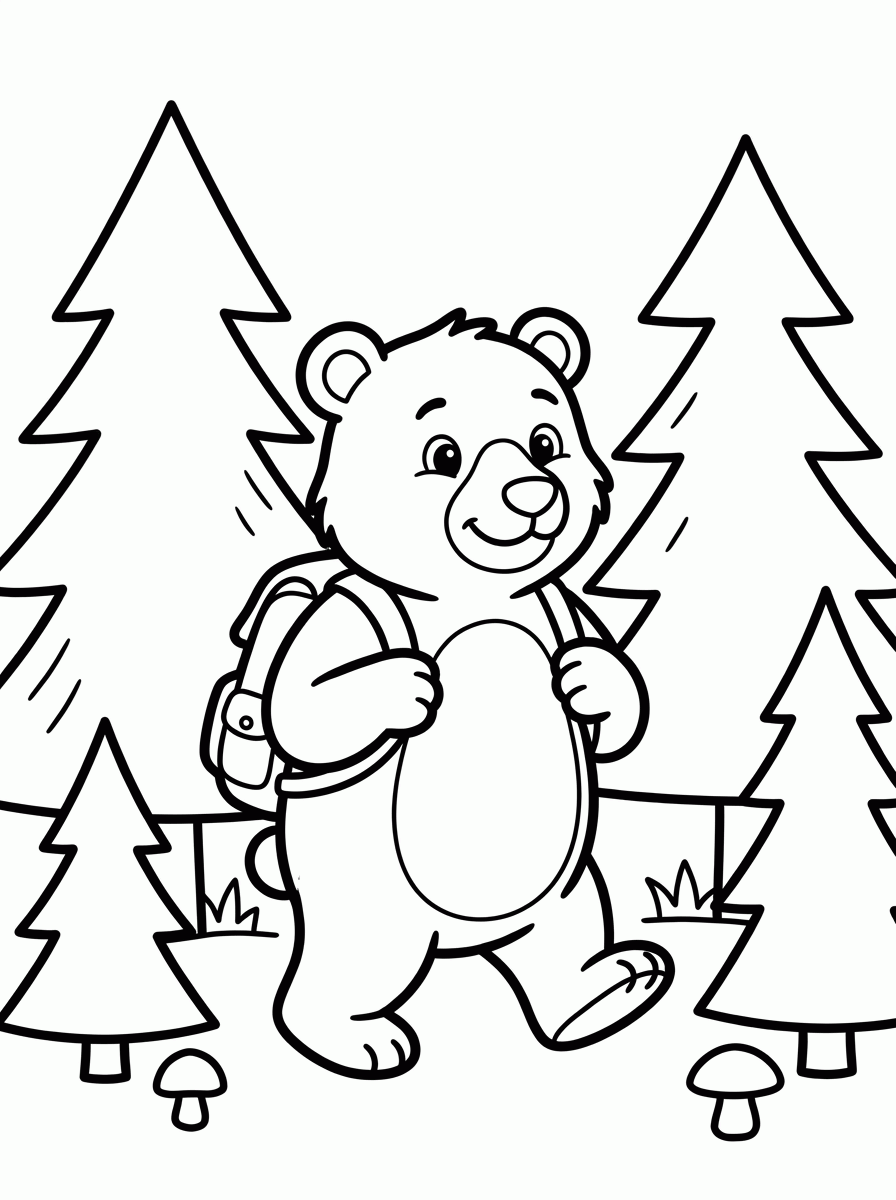 Urso na Floresta para colorir