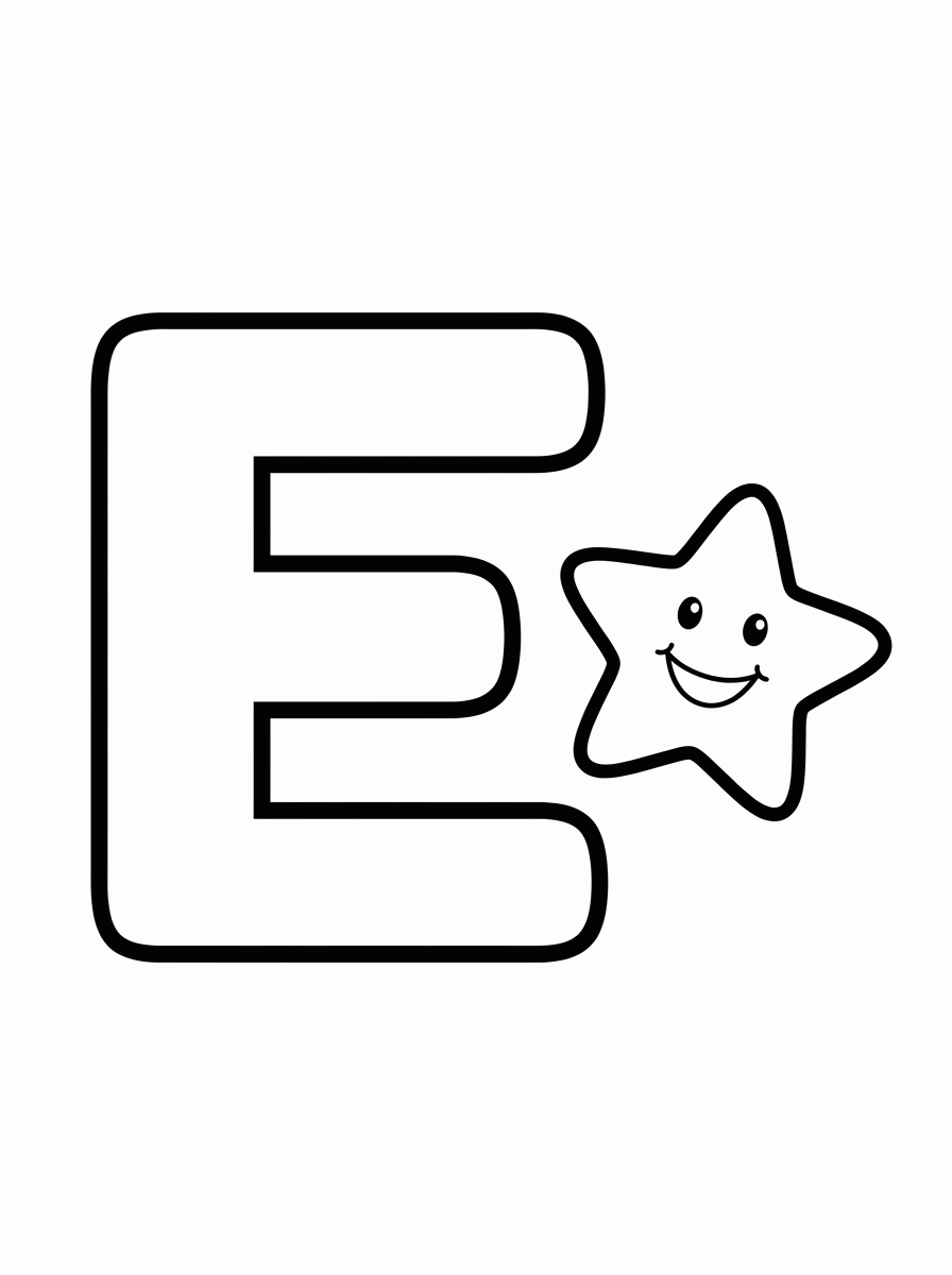 Vogal E de Estrela para colorir