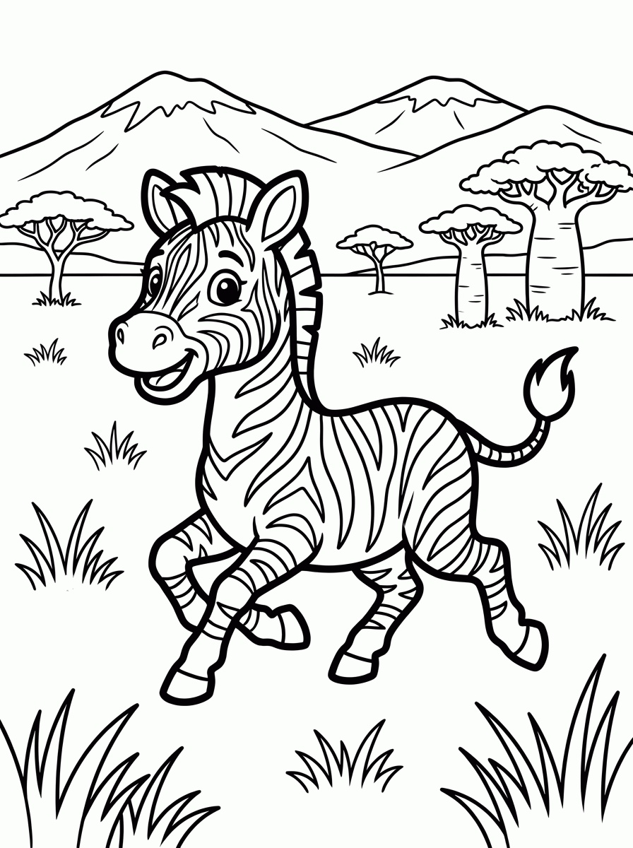 Zebra Correndo para colorir