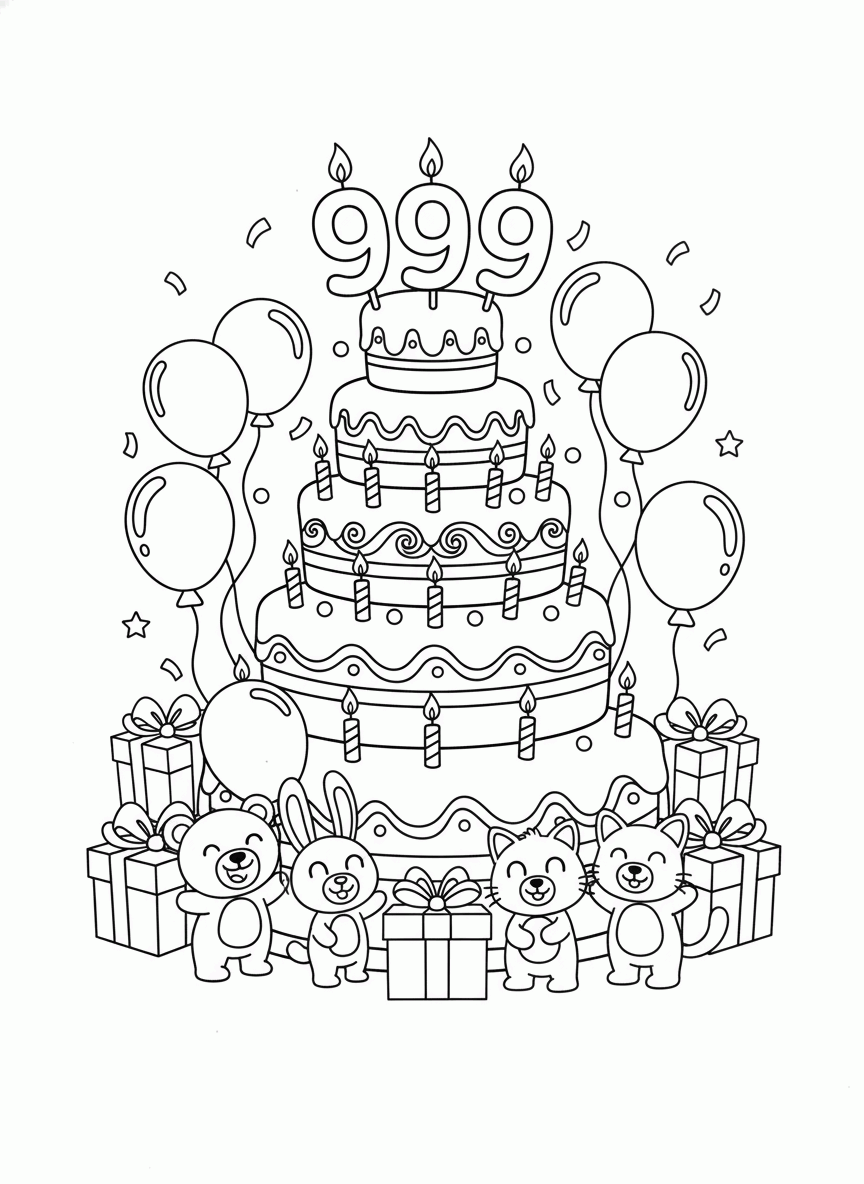 Bolo de aniversário de 999