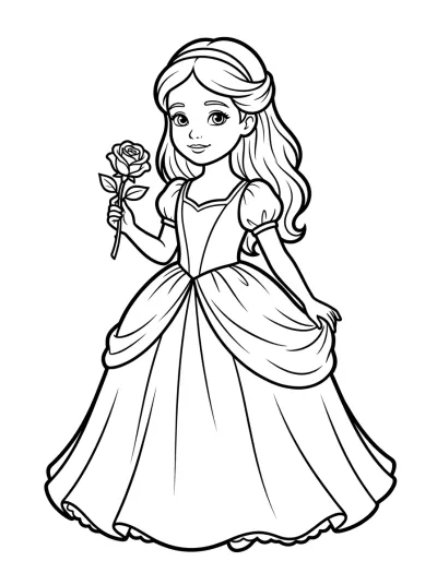Desenho de Bella con la Rosa para colorir