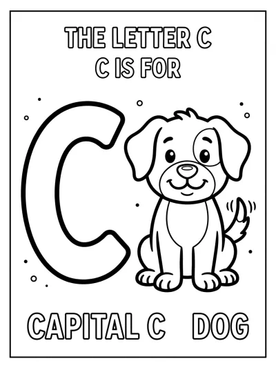 Desenho de Letra C de Perro para colorir