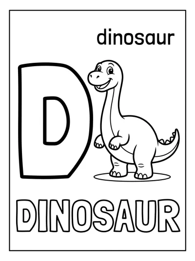 Desenho de Letra D de Dinosaurio para colorir