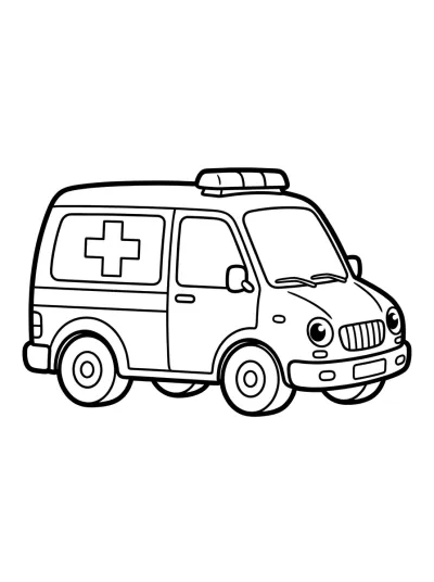 Desenho de Ambulancia con Cruz para colorir