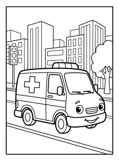 Desenho de Ambulancia en la Ciudad para colorir