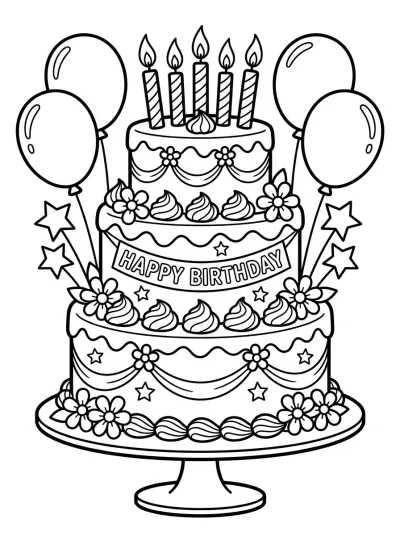 Desenho de Pastel con Velas para colorir
