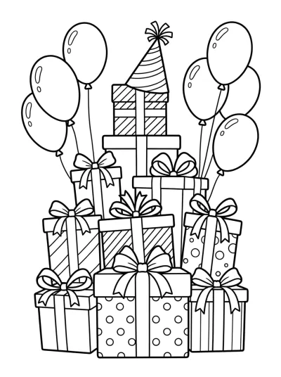 Desenho de Regalos de Cumpleaños para colorir