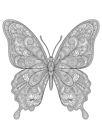 Desenho de Mariposa Zentangle para colorir