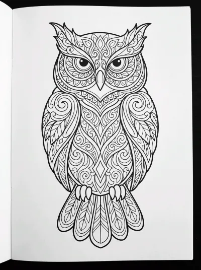 Desenho de Búho Antiestrés para colorir